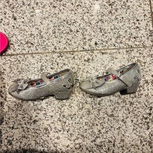 DISNEY, Mary Jane Heels Sparkly Silver Kids Shoes, 8
